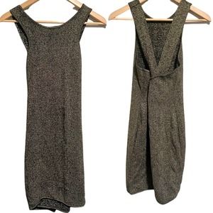 J.O.A. Gold Glitter Metallic Black Crisscross Back Mini Dress Cocktail Dress